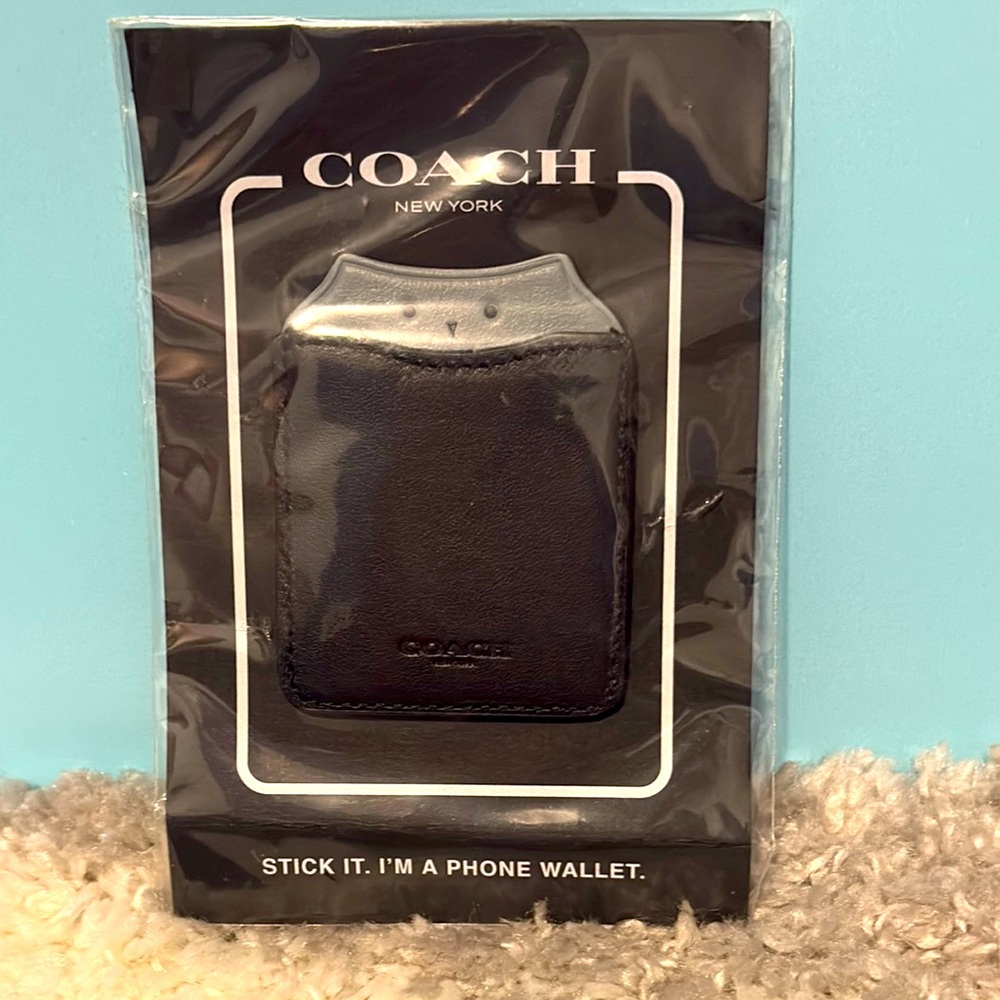 Coach Black Leather Stick-On Phone Wallet
